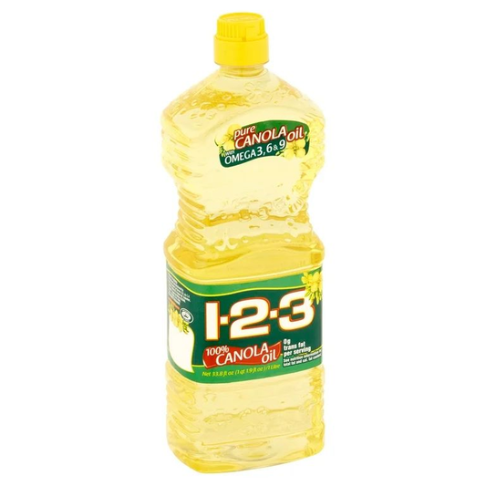 123 CANOLA OIL 12 BOTELLAS DE 33.8 OZ (Precio Unit. $3.87)