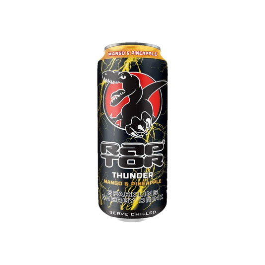RAPTOR BEBIDA ENERGETICA THUNDER MANGO-PIÑA 1 CAJA DE 24 LATAS CADA LATA DE 16 OZ