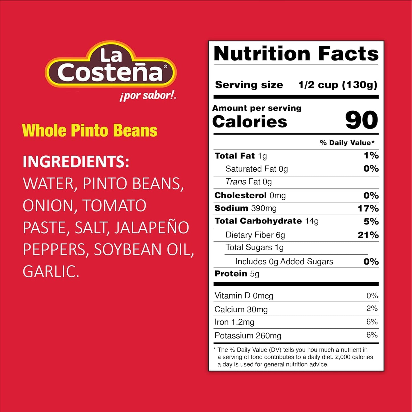 LA COSTEÑA FRIJOLES ENTEROS 12 LATAS DE 29 ONZAS (Precio Unit. $2.63)