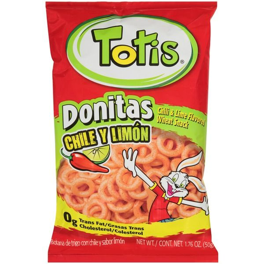 TOTIS DONITAS CHILE Y LIMON 12 PAQUETES DE 3.88 ONZAS (Precio Unit. $1.97)