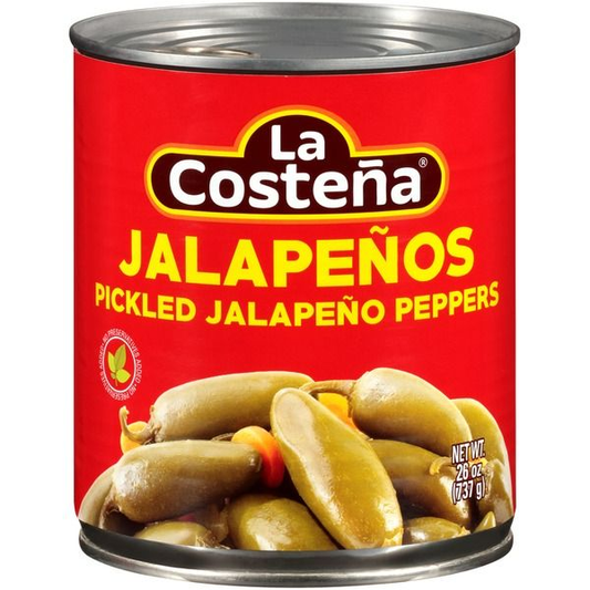 LA COSTEÑA WHOLE JALAPENO 12 LATAS DE 26 ONZAS (Precio Unit. $2.12)