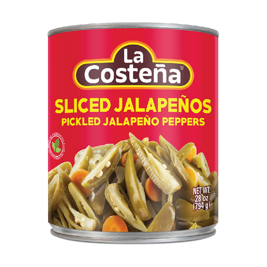 LA COSTEÑA SLICED JALAPENO 12 LATAS DE 28 ONZAS (Precio Unit. $2.99)