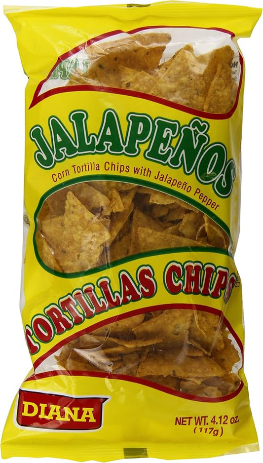 DIANA TORTILLAS SABOR JALAPEÑO 24 PAQUETES DE 4.12 ONZAS (Precio Unit. $2.17)