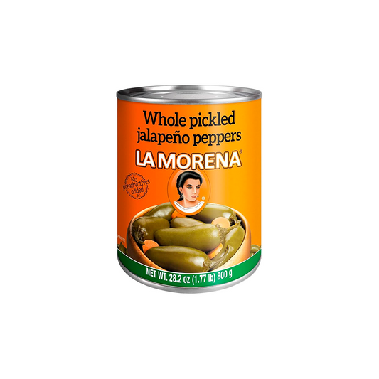 LA MORENA JALAPEÑOS ENTEROS 12 LATAS DE 28.2 ONZAS (Precio Unit. $2.71)